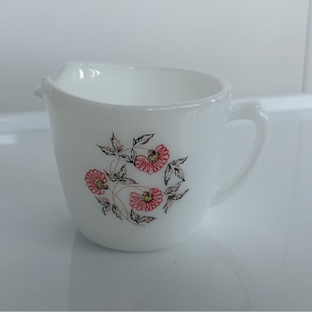 Vintage Fire King “Fleurette” Pink Creamer